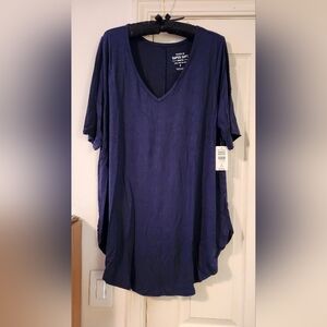 Torrid Deep Navy Blue V-Neck Short Sleeve Tunic Top Size 3